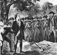 Sept. 22: British hang spy Nathan Hale in New York City.