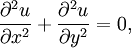  \frac{\part^2 u}{\partial x^2} + \frac{\part^2 u}{\partial y^2}=0,\, 