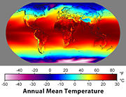 A map of mean temperatures as a function of location.