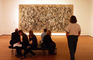 Pollock's One: Number 31, 1950 occupies an entire wall by itself at the Museum of Modern Art, New York City
