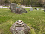 Jackson Pollock's grave in the rear with Lee Krasner's grave in front in the Green River Cemetery.