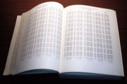 Part of a 20th century table of common logarithms in the reference book Abramowitz and Stegun.