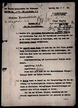 An official order of Adolf Hitler from 31.08.1939 for attack on Poland next day