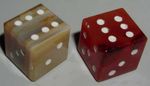 The familiar six-sided dice are cube shaped