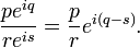 {pe^{iq} \over re^{is}} = {p \over r}e^{i(q - s)}.