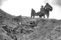 Stretcher bearers recovering wounded during the Battle of Thiepval Ridge, September 1916