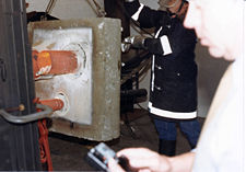 Heat exposure as part of a fire test for firestop products.