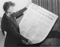 "It is not a treaty...[In the future, it] may well become the international Magna Carta." Eleanor Roosevelt with the Spanish text of the Universal Declaration in 1949