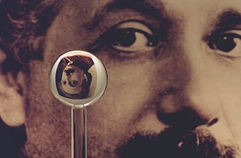 An image of one of the most accurate spheres ever created by humans, as it refracts the image of Einstein in the background.  This sphere was a fused quartz gyroscope for the Gravity Probe B experiment which differs in shape from a perfect sphere by no more than 40 atoms of thickness. It is thought that only neutron stars are smoother.  It was announced on 15 June, 2007 that Australian scientists are planning on making even more perfect spheres, accurate to 35 millionths of a millimeter, as part of an international hunt to find a new global standard kilogram.