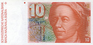 Old Swiss 10 Franc banknote honoring Euler, the most successful Swiss mathematician in history.