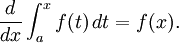 \frac{d}{dx}\int_a^x f(t)\, dt = f(x).