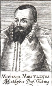 Michael Maestlin, first to publish a decimal approximation of the golden ratio, in 1597