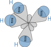 sp3-hybridisation in methane.