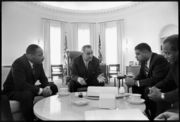 Lyndon B. Johnson meets with civil rights leaders. Martin Luther King, Jr., Whitney Young, James Farmer, Jr.