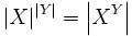 |X|^{|Y|} = \left|X^Y\right|