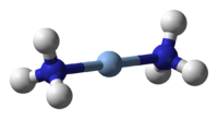 Ball-and-stick model of the diamminesilver(I) cation, [Ag(NH3)2]+