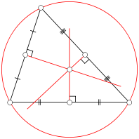 The circumcenter is the center of a circle passing through the three vertices of the triangle.