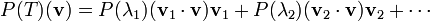 P(T)(\mathbf{v}) = P(\lambda_1) (\mathbf{v}_1 \cdot \mathbf{v}) \mathbf{v}_1 + P(\lambda_2) (\mathbf{v}_2 \cdot \mathbf{v}) \mathbf{v}_2 + \cdots 