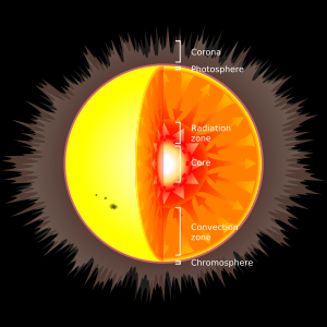 An illustration of the structure of the Sun