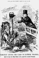 Michael Faraday meets Father Thames, from Punch (July 21, 1855)