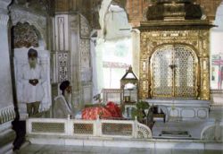 The interior of the Akal Takht.