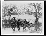 African-American soldiers marching in France.