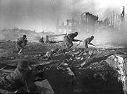 Stalingrad, 1942. The vast majority of the fighting in World War II took place on the Eastern Front. Nazi Germany suffered 80% to 93% of all casualties there