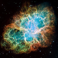 The Crab Nebula, remnants of a supernova that was first observed around 1050 AD