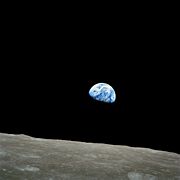 Earthrise over the Moon, Apollo 8, NASA.  This image helped create awareness of the finiteness of Earth, and the limits of its natural resources.