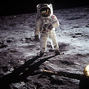Astronaut Buzz Aldrin photographed by Neil Armstrong during the first moon landing on 20 July 1969.