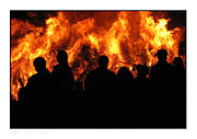 People watching the Easter Fire in 'De Achterhoek' in eastern Netherlands