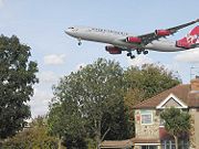 A Virgin Atlantic Airbus A340-300 seen near Heathrow