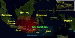 April 5-12: Mount Tambora explodes, changing climate.