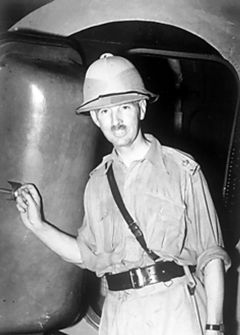 Lieutenant-General Percival leaving a plane on his arrival in Singapore in 1941 as the new GOC Malaya