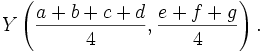 Y\left(\frac{a+b+c+d}{4},\frac{e+f+g}{4}\right).