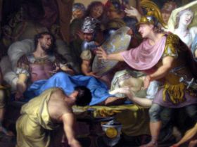 Isaak Walraven. The death bed of Epaminondas. Rijksmuseum, Amsterdam.