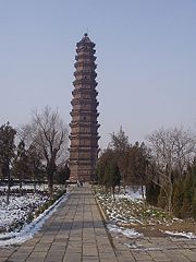 The Iron Pagoda of Kaifeng, Song Dynasty China, built in 1049 AD during the reign of Emperor Renzong of Song.