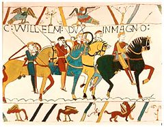 The Bayeux Tapestry depicting events leading to the Battle of Hastings in 1066