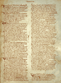 A page of the Domesday Book of England.