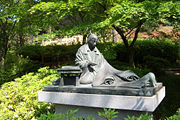 Bronze statue of Lady Murasaki, a Japanese writer of the first novel, at Ishiyama-dera