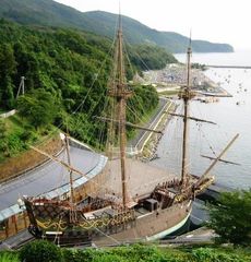 A replica of the Japanese-built galleon San Juan Bautista, in Ishinomaki, Japan