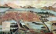 Mexico City around the time of Hasekura's visit. 1628 painting.
