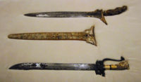 Indonesian kris and Ceylonese dagger (acquired in the Philippines), presented by Hasekura to Date Masamune upon his return; Sendai City Museum