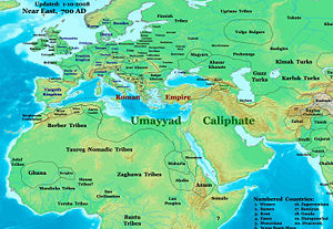 Near East in 700 AD, showing Makuria and its neighbors.