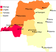 Map of the major Bantu languages in the Democratic Republic of the Congo