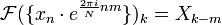 \mathcal{F}(\{ x_n\cdot e^{\frac{2\pi i}{N}n m} \})_k=X_{k-m}