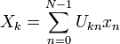 X_k=\sum_{n=0}^{N-1} U_{kn}x_n