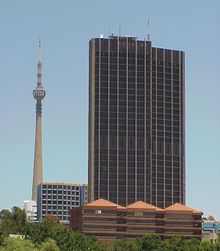 The Radiopark Centre with the Sentech Tower in the background. The Radiopark Centre is one of the most visible landmarks throughout the north-western suburbs.