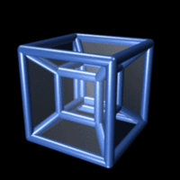 Rotating shadow of a tesseract rotating on a single axis