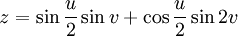 z = \sin\frac{u}{2}\sin v + \cos\frac{u}{2}\sin 2v